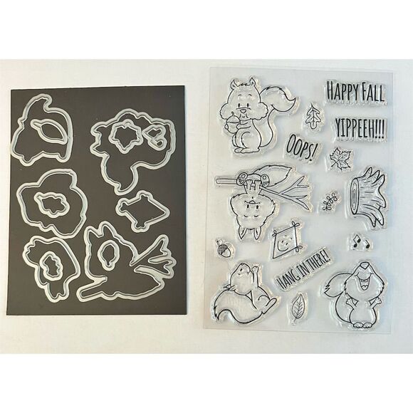 Autumn Woodland Creatures Clear Stamps & Dies Set Squirrel - Picture 3 of 5